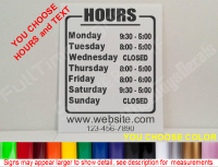 Custom Personalized Store Hours Window Sign Board