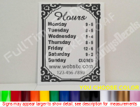 Custom Personalized Store Hours Window Sign Board