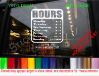 Storefront Window Decal w/Custom Hours