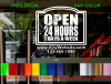 Storefront Window Decal OPEN 24 Hours w/Website & Phone